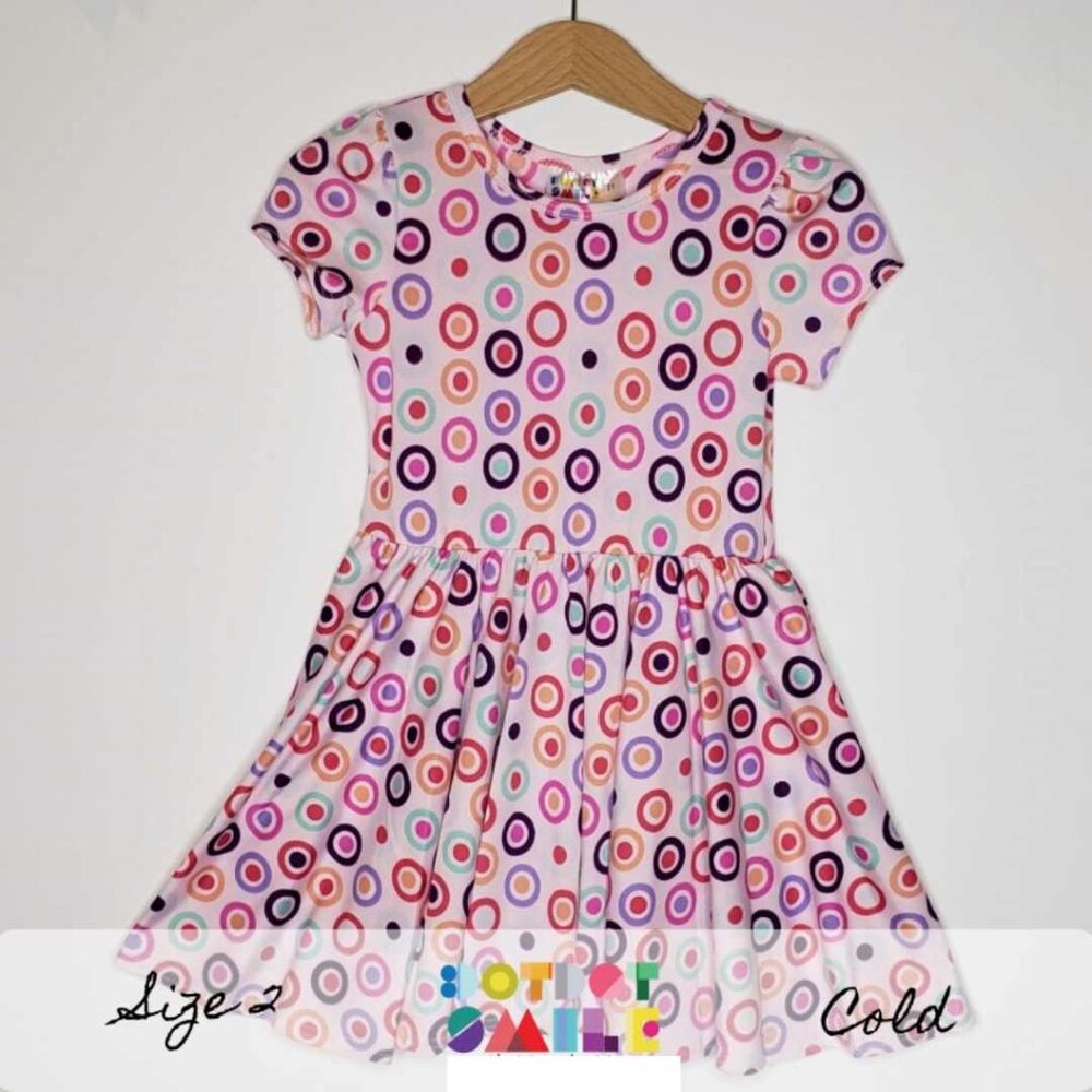 DotDotSmile Size 2t Classic Cap Dress - NWT Pink with Circles
